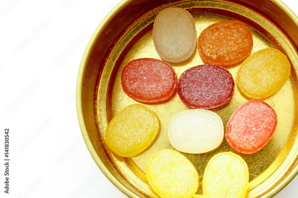 Close-up colorful hard candies isolated Close-up colorful hard candies isolated