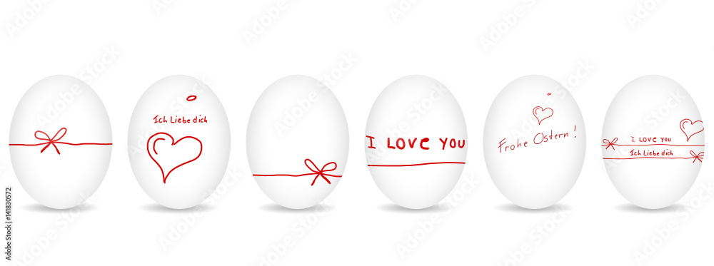 Osterei Ostereier Verschiedene Gruß Grüße I Love You Frohe Ostern Ich Liebe  Dich Stock Vector | Adobe Stock