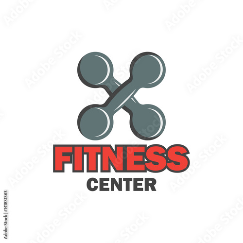 fitness logo with text space for your slogan / tagline, vector illustration