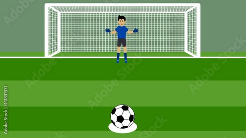 shot of several penalty kicks with goalkeeper in football