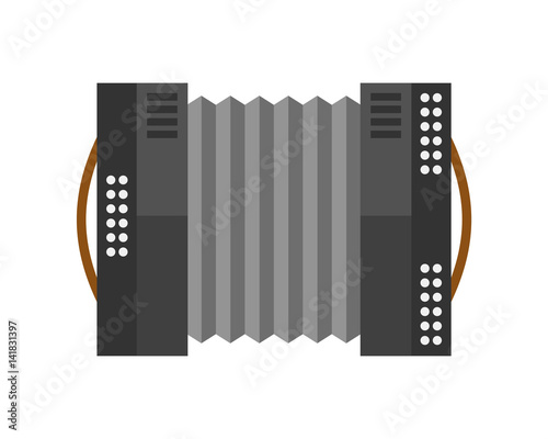 Piano keyboard accordion harmonica musical instrument vector illustration and acoustic antique classical melody performance ivory accordian.