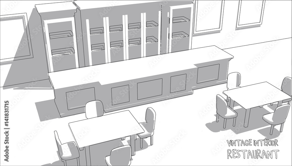 Cafe Bar Graphic Black White Interior Sketch Illustration Vector Stock  Illustration - Download Image Now - iStock