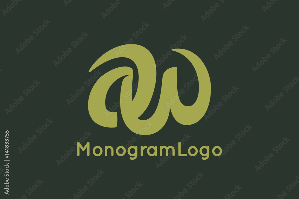 Letter A and W Monogram Logo Design Vector