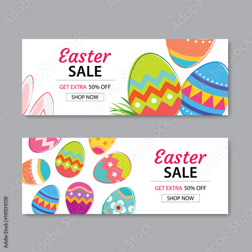 Easter Sale Banner Template Background.Can be used for voucher,