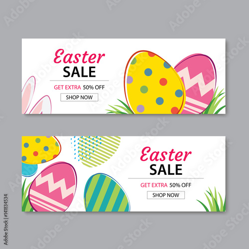 Easter Sale Banner Template Background.Can be used for voucher,