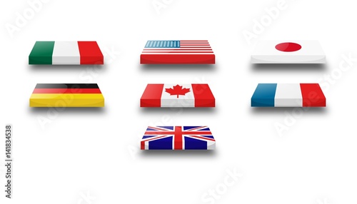 Big seven perspective Flags isolated vector