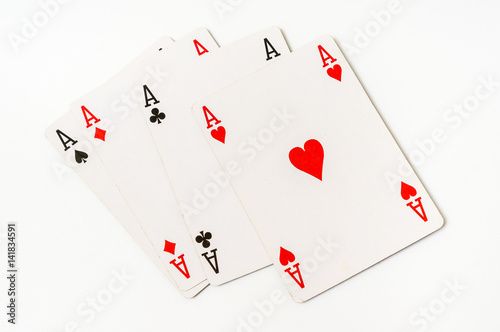 Four aces isolated on white background