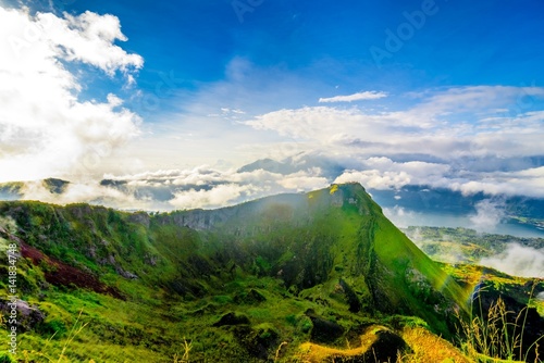 Beautiful view from the top of Batur volcano. Bali, Indonesia 