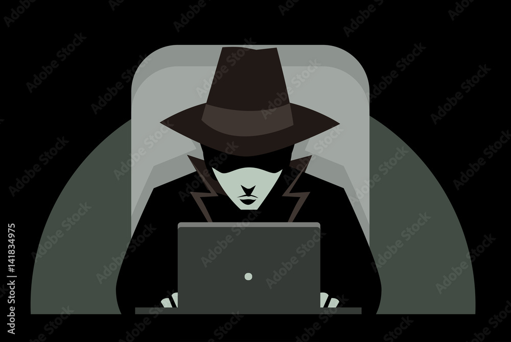 black hat hacker using a computer
