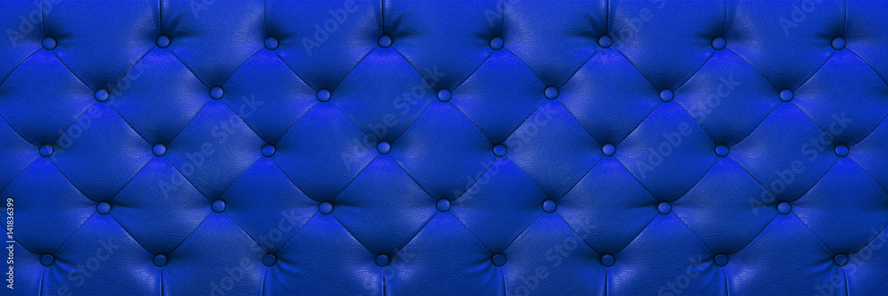 Fototapeta premium horizontal elegant dark blue leather texture with buttons for background and design