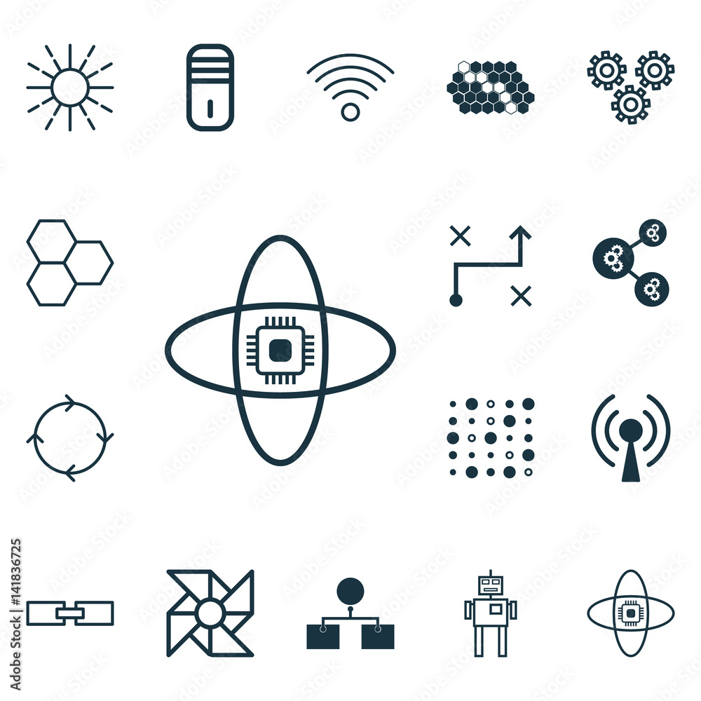 Set Of 16 Machine Learning Icons. Includes Analysis Diagram, Variable ...