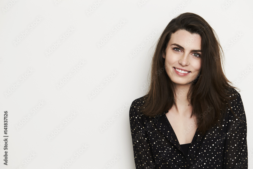 Fototapeta premium Beautiful smiling brunette, portrait
