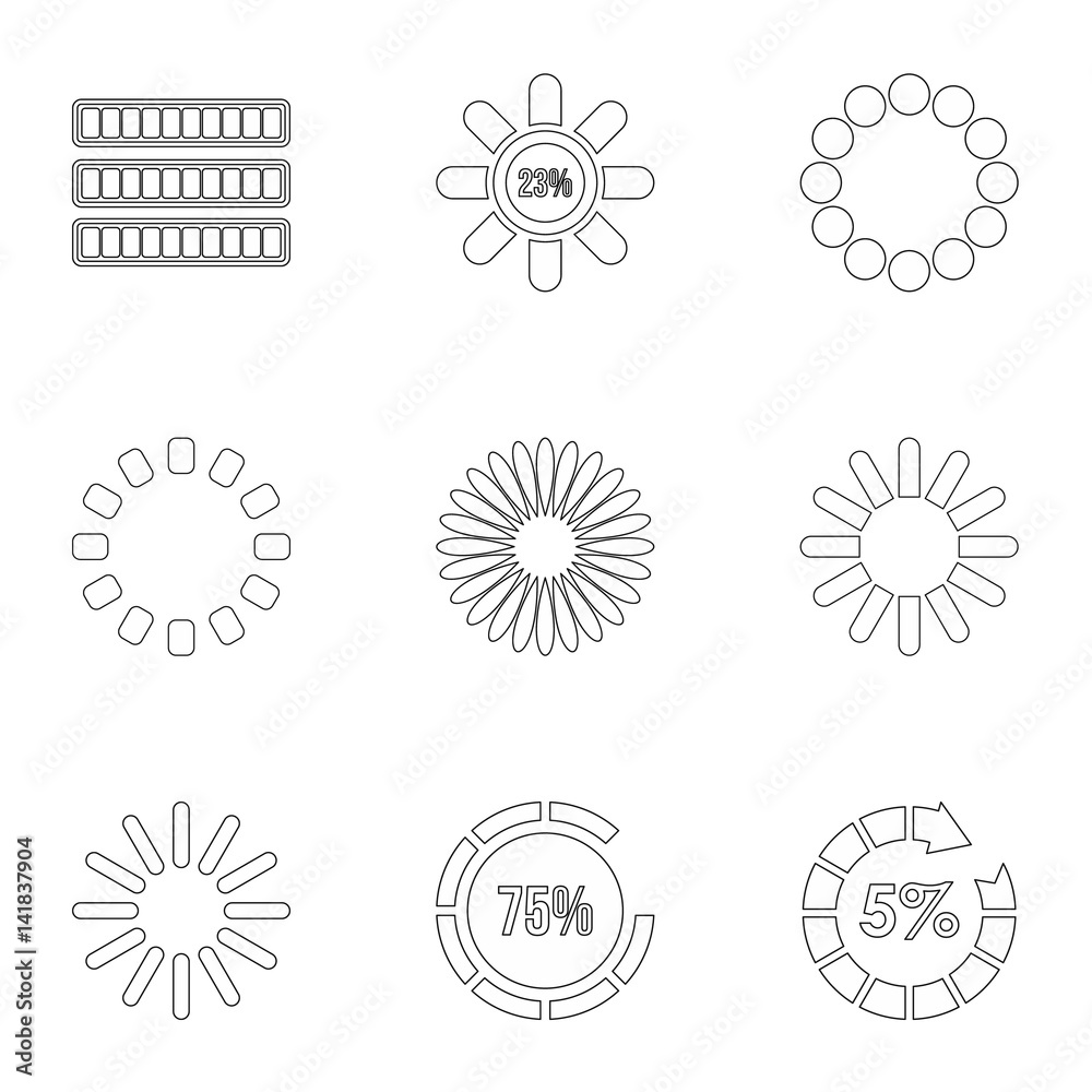 Sign download icons set, outline style Sign download icons set, outline style