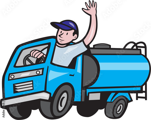 Baby Tanker Truck Driver Waving Cartoon