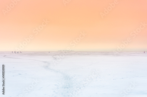 Frozen lake in winter landscape © Michael Kachalov