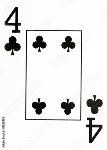 large index playing card 4 of clubs photo