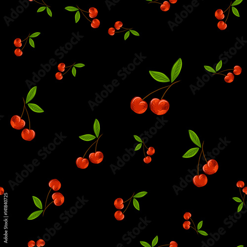 Seamless pattern with cherry for textile and print.