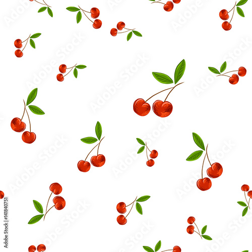 Seamless pattern with cherry for textile and print.