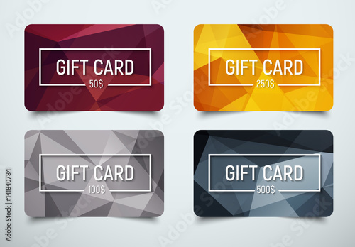 Design a gift card with a frame for text and denomination.