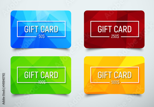 set of gift cards with a polygonal abstract background