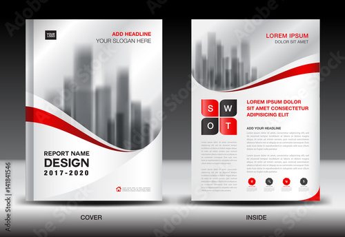 Annual report brochure flyer template, Red cover design, business flyer template, book, magazine ads, booklet, vector illustration