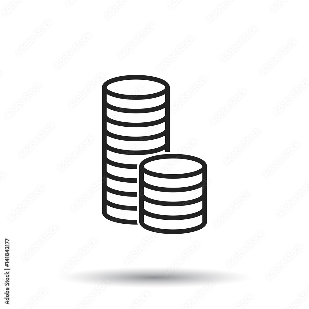 Money icon. Black coins flat vector illustration Money icon. Black coins flat vector illustration
