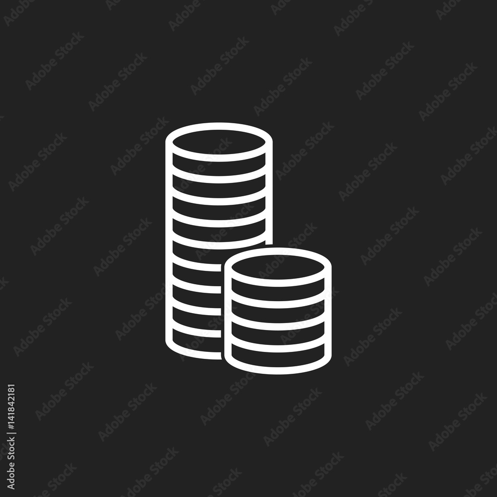 Money icon. Black coins flat vector illustration Money icon. Black coins flat vector illustration