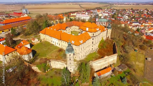 Aerial view to Premonstratesian monastery from 13th century. Famous location for filmmakers. Source of many world famed movies. Chotesov, Czech Republic, Central Europe.  photo