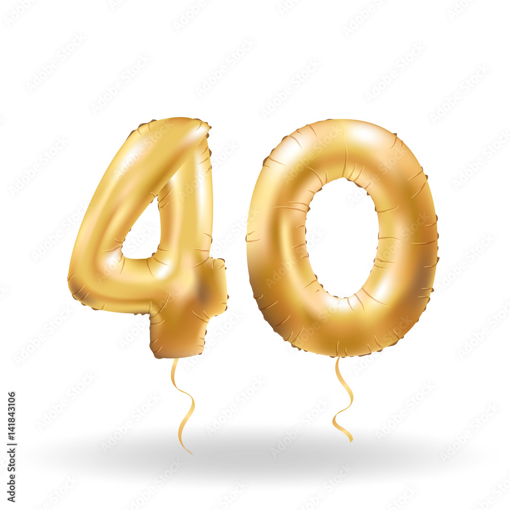 Naklejka number forty metallic balloon