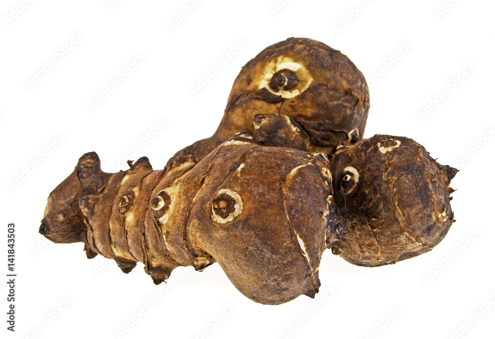 Fresh raw Jerusalem artichoke isolated on white background