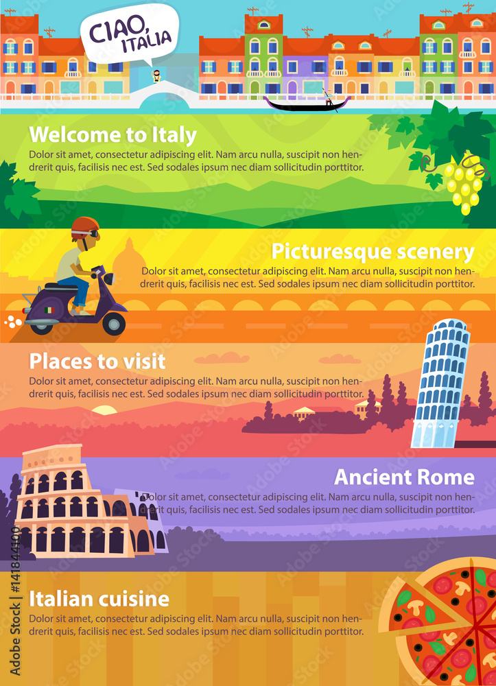 Banners with Italian sights Banners with Italian sights