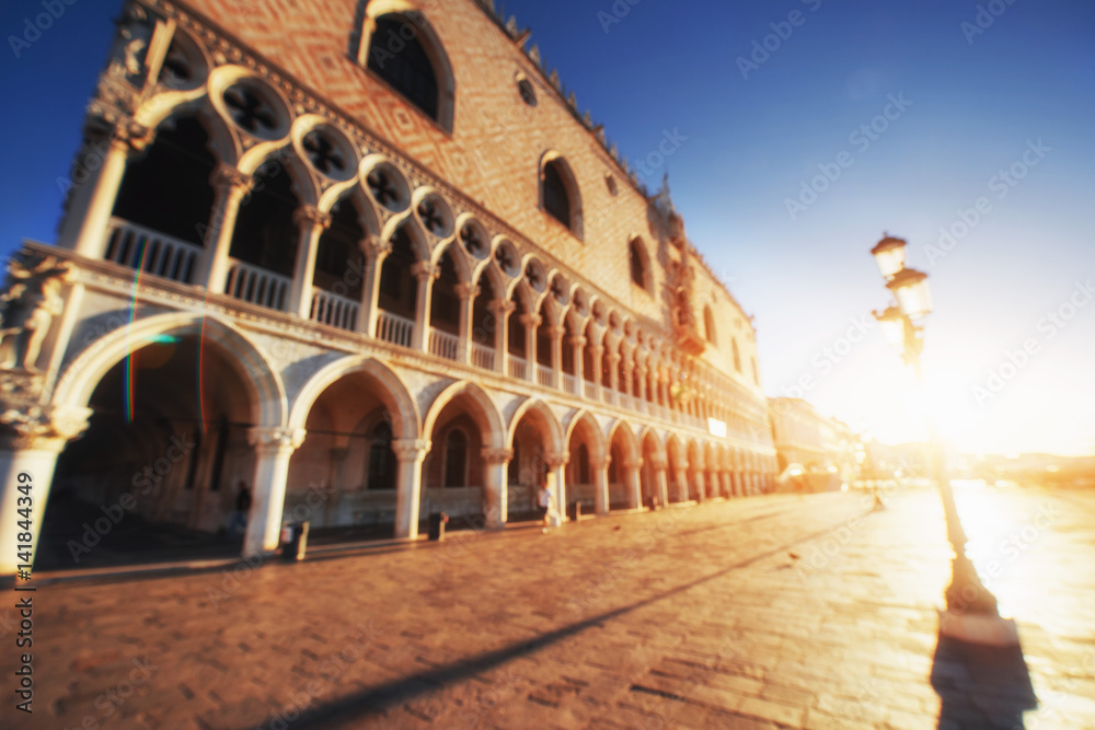 St Mark's Square Piazza San Marco and Campanile bell tower in Venice. Italy.