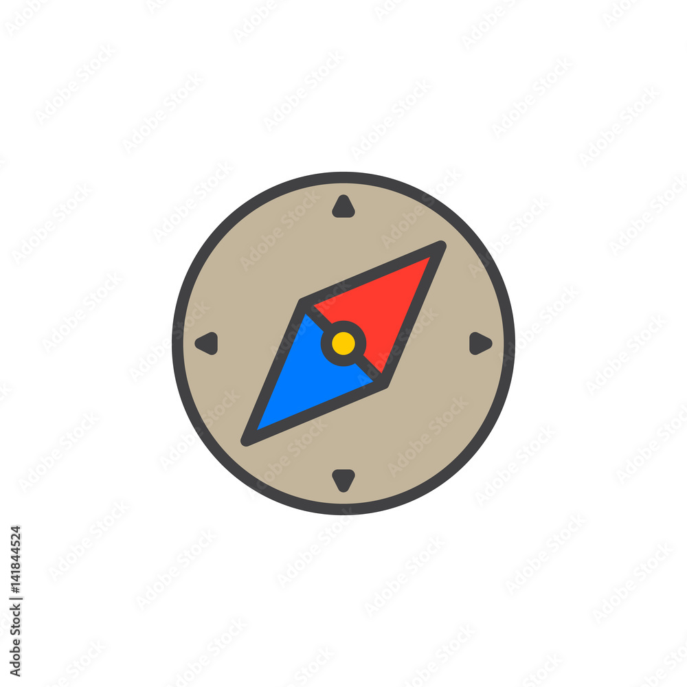 Compass line icon, filled outline vector sign, linear colorful pictogram isolated on white. Navigation symbol, logo illustration. Editable stroke. Pixel perfect Compass line icon, filled outline vector sign, linear colorful pictogram isolated on white. Navigation symbol, logo illustration. Editable stroke. Pixel perfect