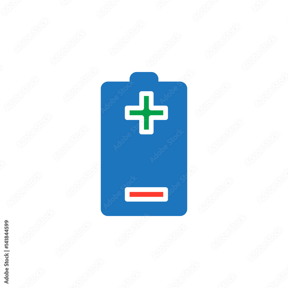 Battery plus minus icon vector, filled flat sign, solid colorful pictogram isolated on white