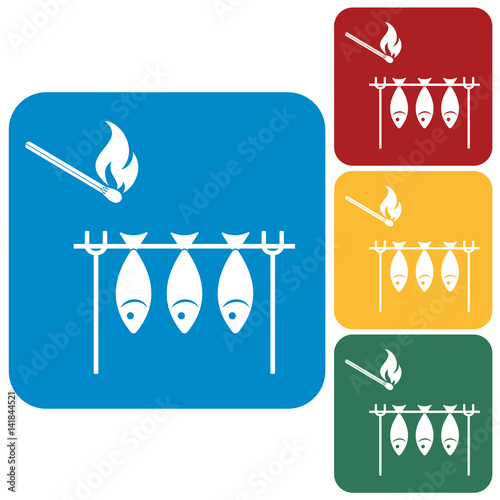 Grilled fish icon. Vector illustration