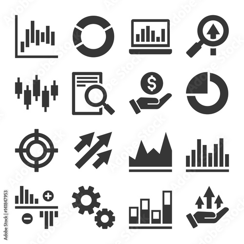 Stock Market Trading Icons Set. Vector