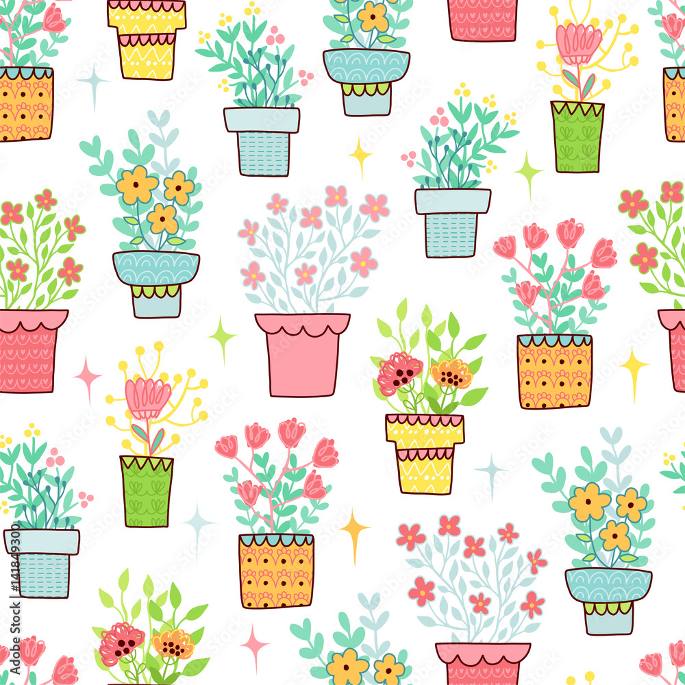Doodles cute seamless pattern.