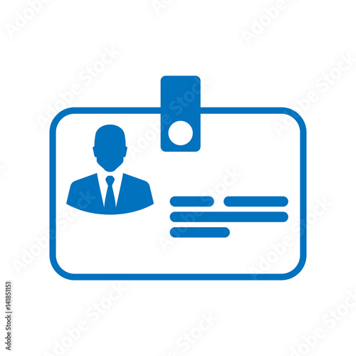 Icono plano identificacion horizontal azul en fondo blanco