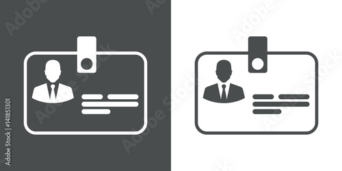 Icono plano identificacion horizontal gris y blanco