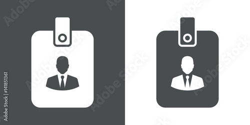Icono plano identificacion vertical gris y blanco