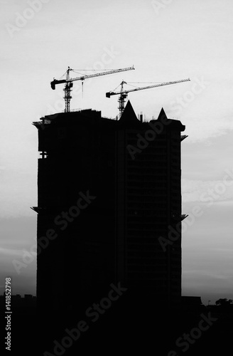 Sunset over the constructio...