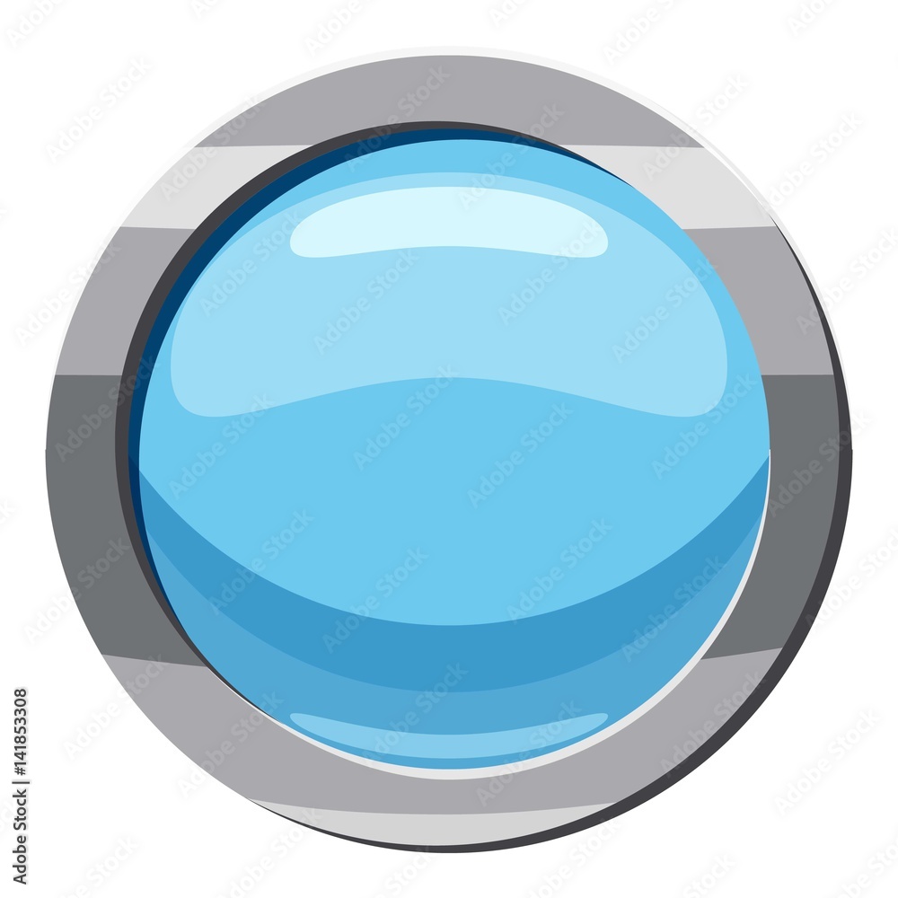 Blue round button icon, cartoon style Blue round button icon, cartoon style