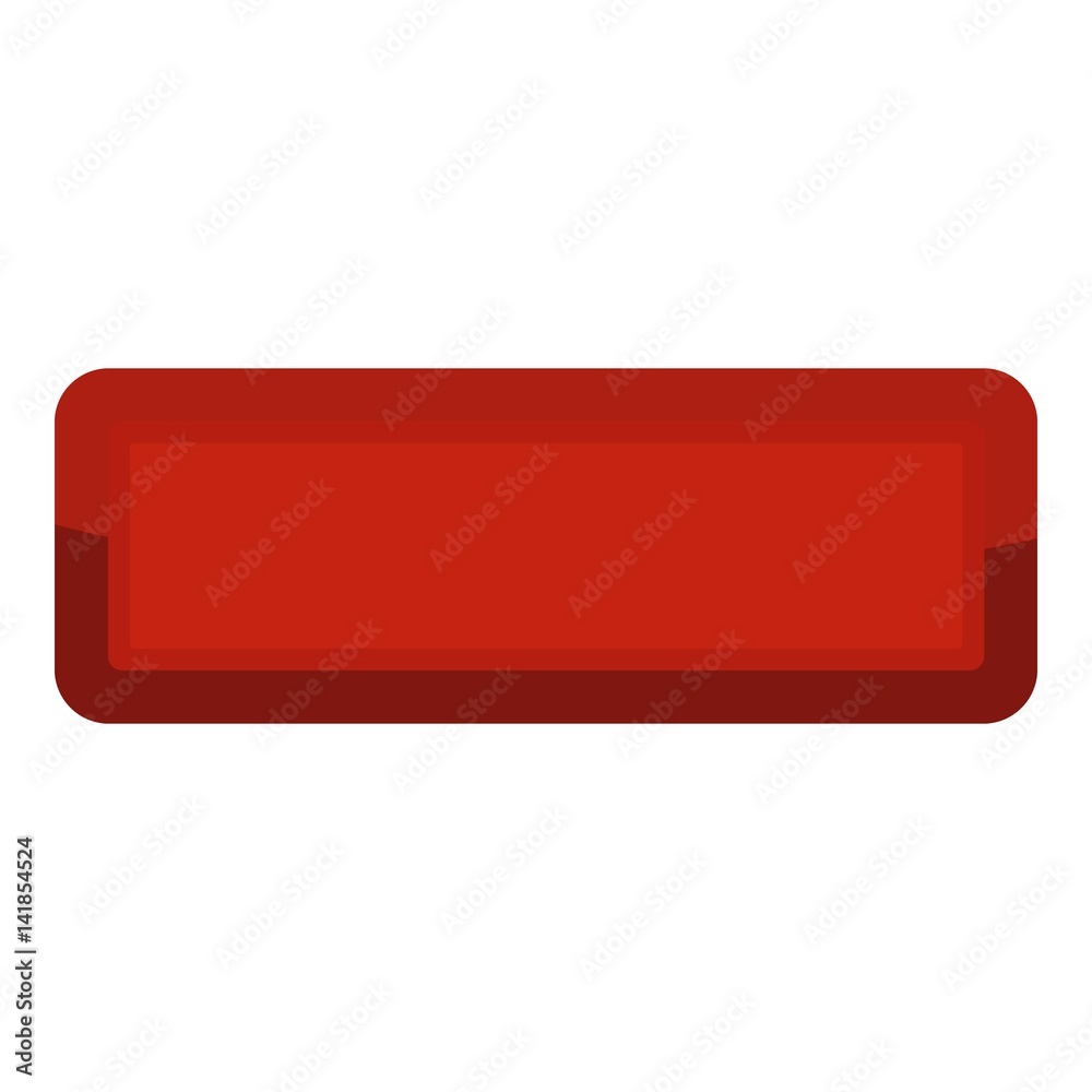 Red rectangle button icon, cartoon style Red rectangle button icon, cartoon style