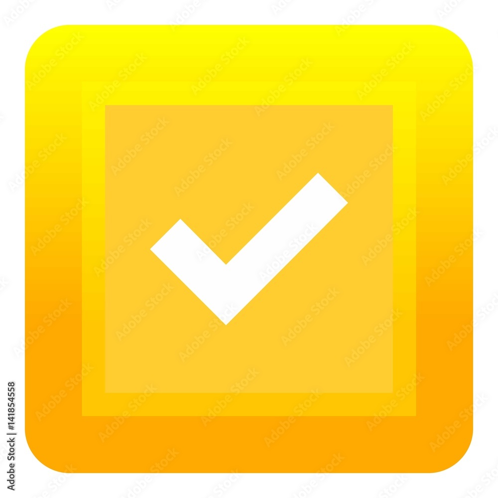 Yellow square button icon, flat style Stock Vector | Adobe Stock
