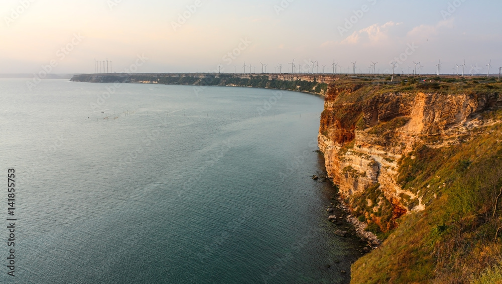 Bulgaria landscape. Cliff oceanfront black. Balchik, near Varna, Bulgaria. Bulgaria landscape. Cliff oceanfront black. Balchik, near Varna, Bulgaria.