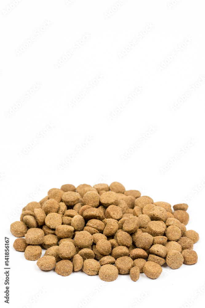 Dog and cat food granules isolated over white background Dog and cat food granules isolated over white background