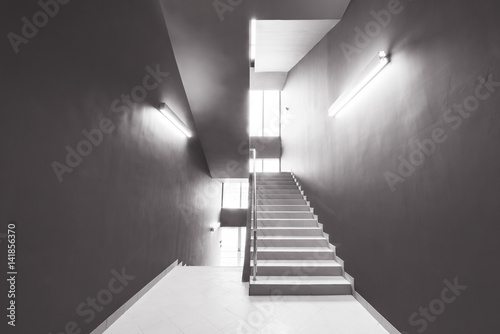 Monochrome image of the stairs.