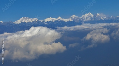 Mountains of the Himalayas seen from the flight to Kathmandu.