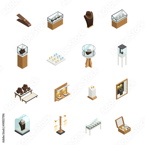 Jewelry Shop Isometric Elements