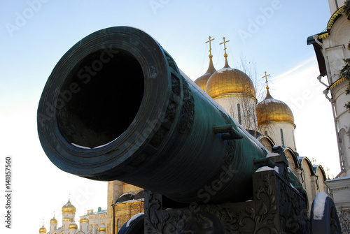 Tsar Cannon (King Cannon) in Moscow Kremlin in winter.